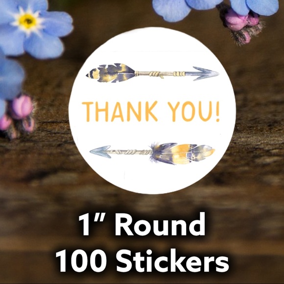 100 1” Round Arrow Thank You Stickers Clearance - Picture 2 of 5